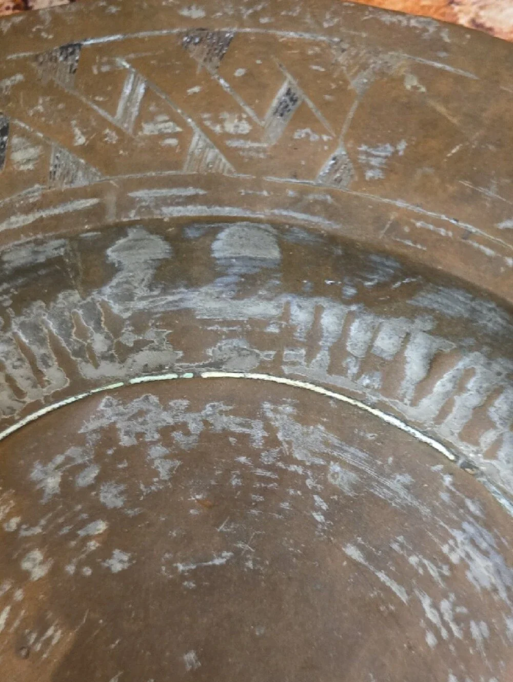 Rustic 19th Century Turkish Handmade Copper Decorative  Plate
